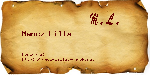Mancz Lilla névjegykártya
